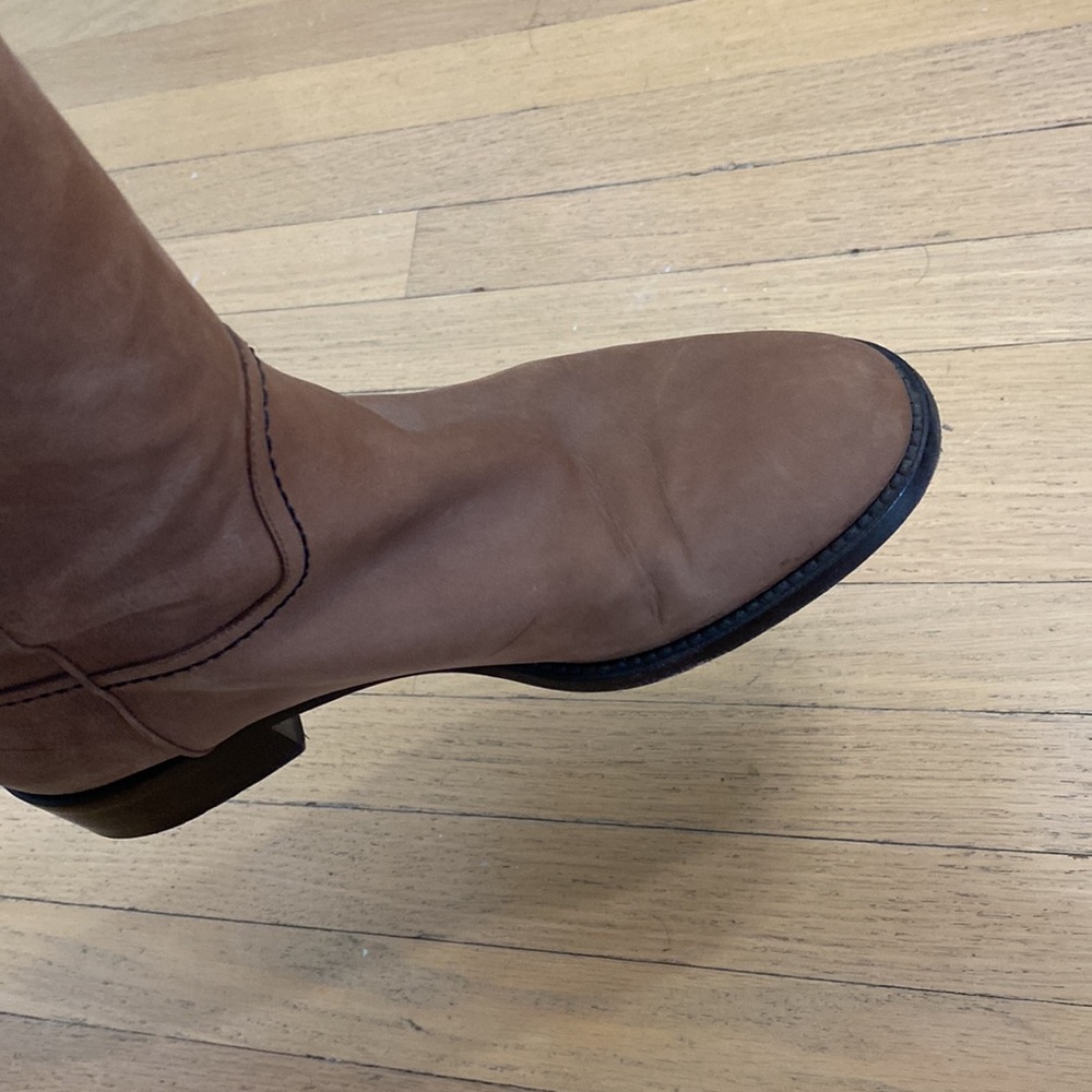 CHANEL Interlocking CC Logo Riding Boots BROWN LAMBSKIN Eu 39.5 - Picture 7 of 11